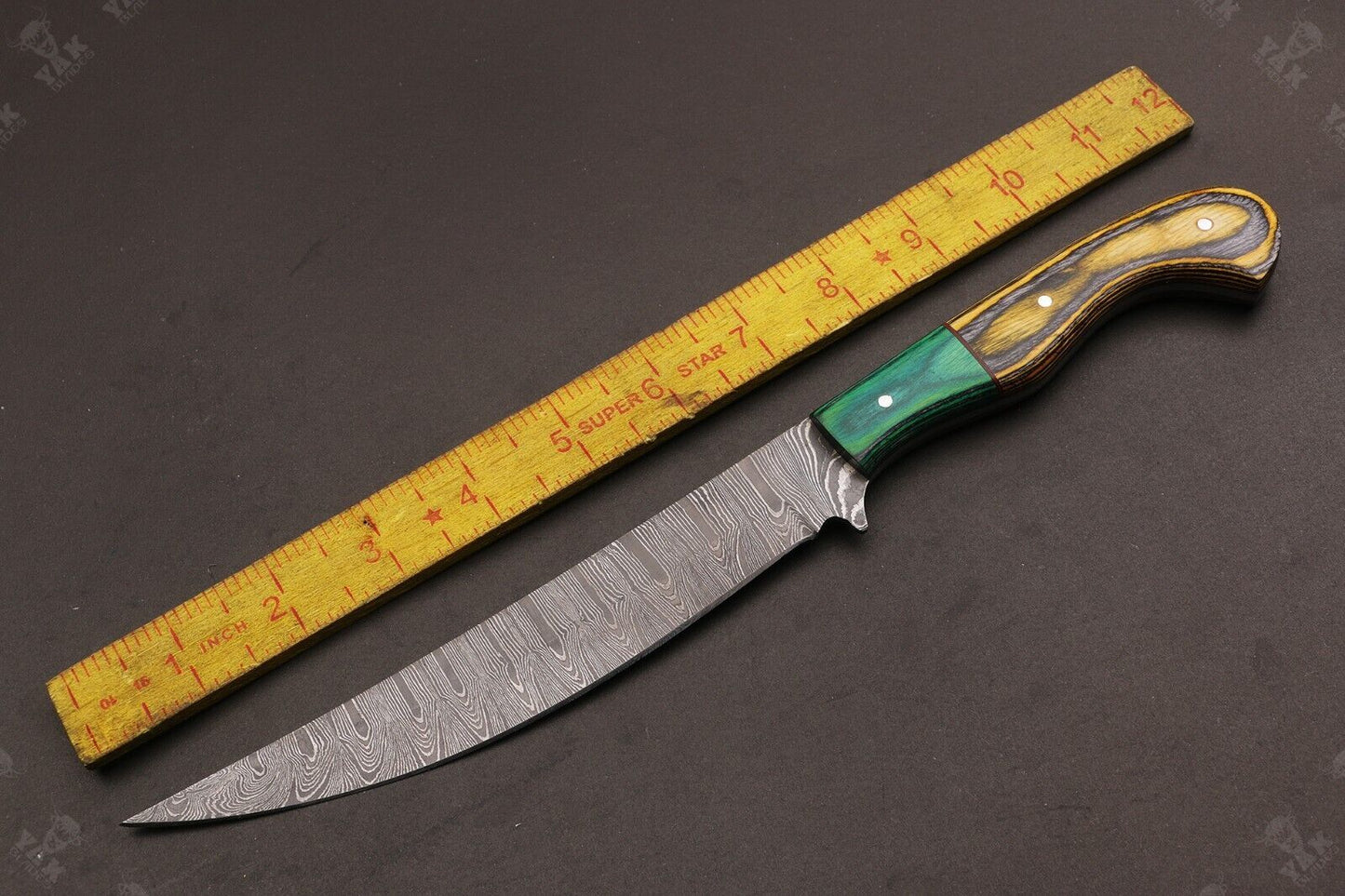 12" Custom Handmade Damascus Fillet Knife Custom Fillet Knife With Pakka Wood Handle