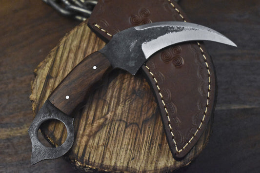 Custom 8" Handmade D2 Steel Karambit Knife Best Karambit Knife With Wood Handle