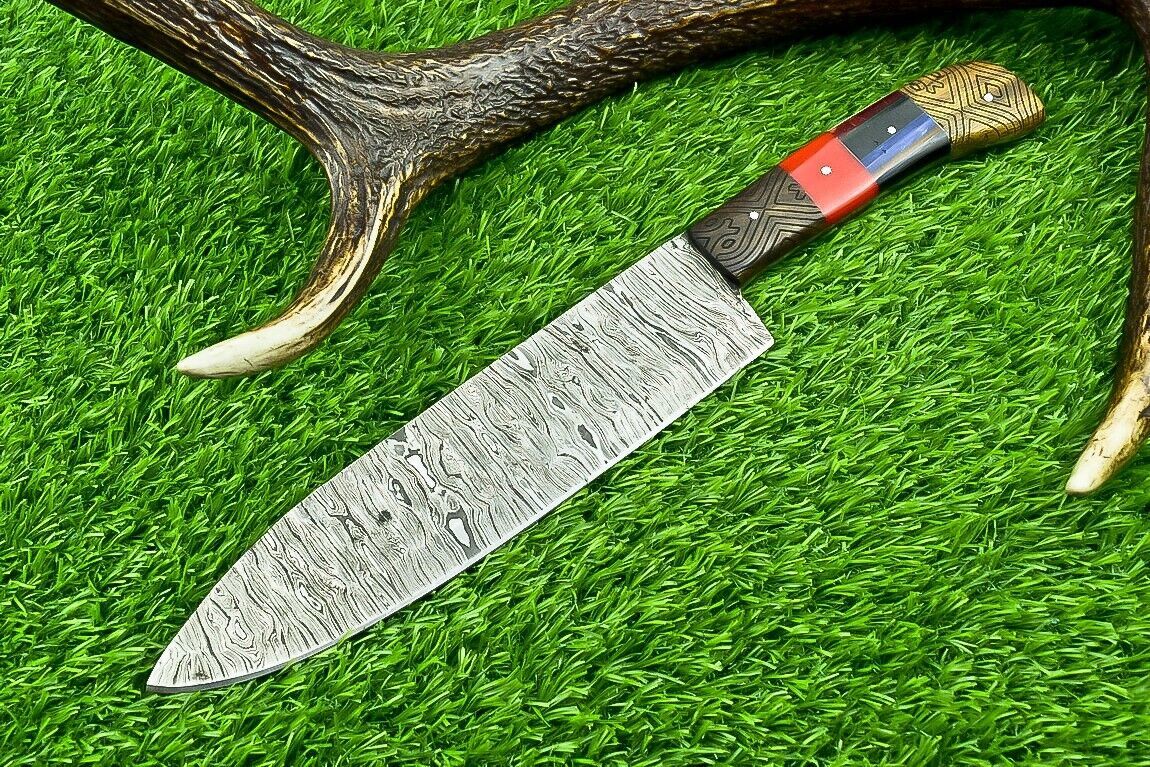 STUNNING HAND FORGED DAMASCUS STEEL BLADE KITCHEN CHEF KNIFE, KITCHEN KNIFE