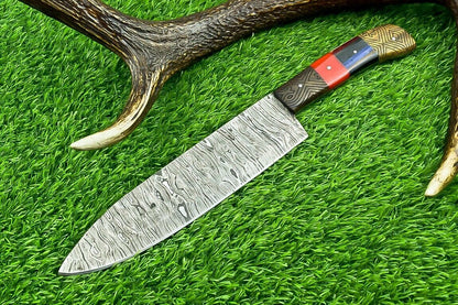 STUNNING HAND FORGED DAMASCUS STEEL BLADE KITCHEN CHEF KNIFE, KITCHEN KNIFE