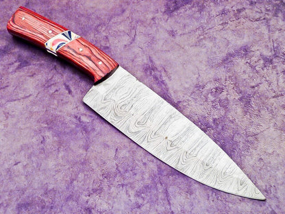 13.0" Professional Handmade Damascus Steel Chef Knife with Hardwood & Resin Handle