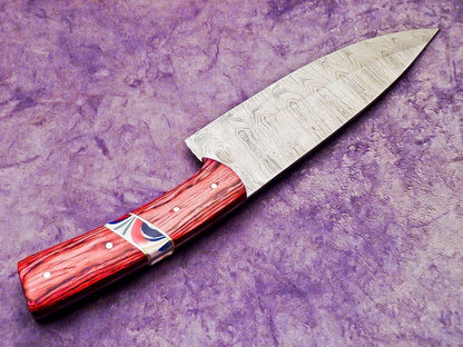 13.0" Professional Handmade Damascus Steel Chef Knife with Hardwood & Resin Handle