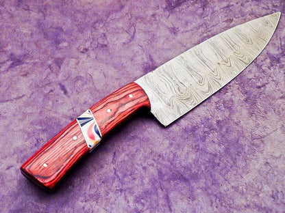 13.0" Professional Handmade Damascus Steel Chef Knife with Hardwood & Resin Handle