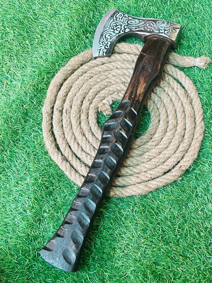 Handmade Forged  Steel Viking Bearded Camping Hatchet Tomahawk Axe