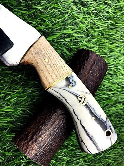 9" Handmade Stainless Steel Skinner Hunting Survival Knife with Leather Sheath