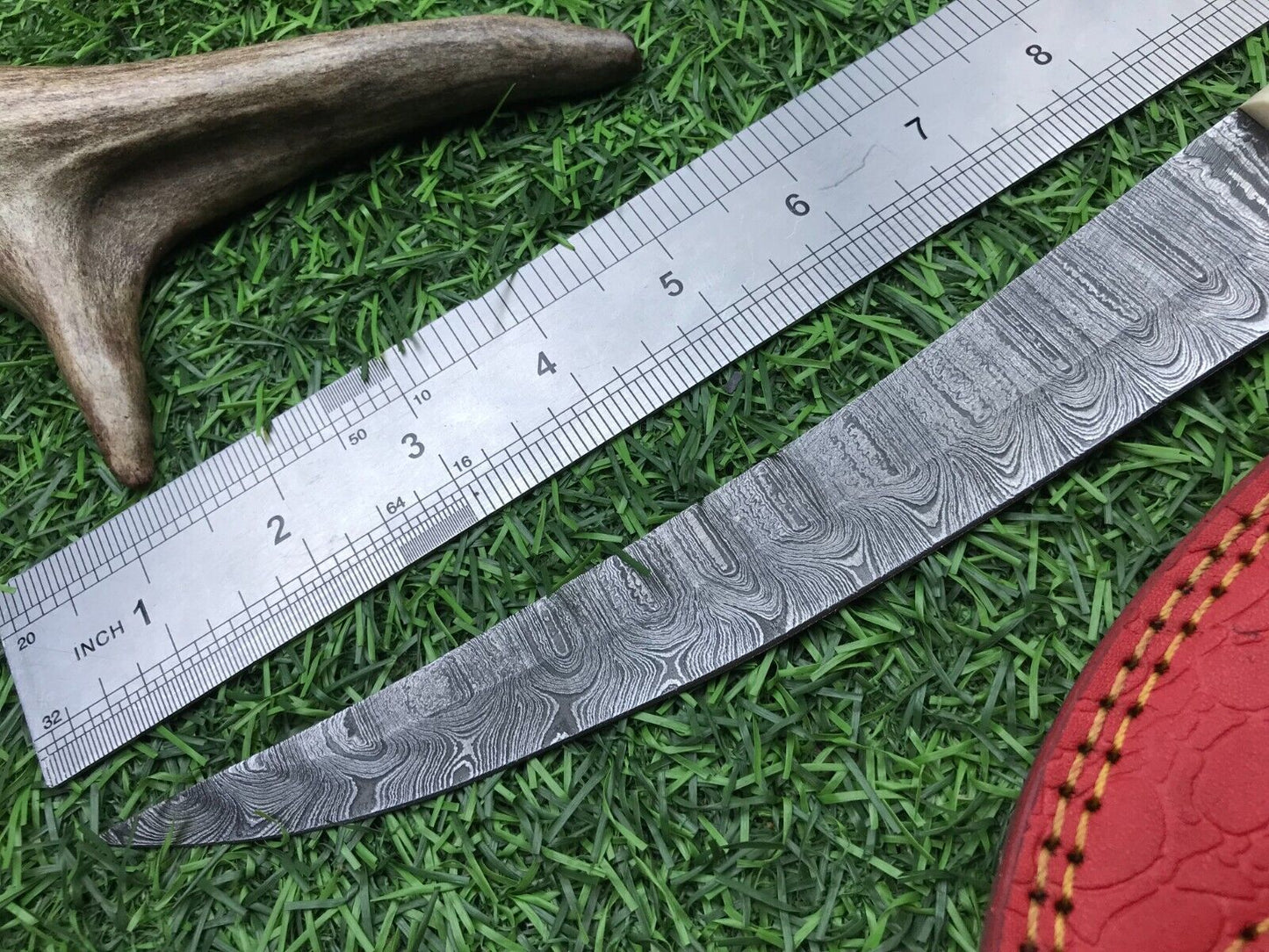 14" Hand Forged Damascus Fillet Knife Hunting Skinner Fillet Knife W/Sheath