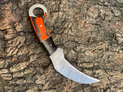 Handmade 9” Damascus Karambit Knife With Wood Handle  Best Karambit Knife