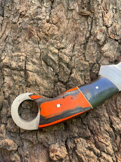 Handmade 9” Damascus Karambit Knife With Wood Handle  Best Karambit Knife