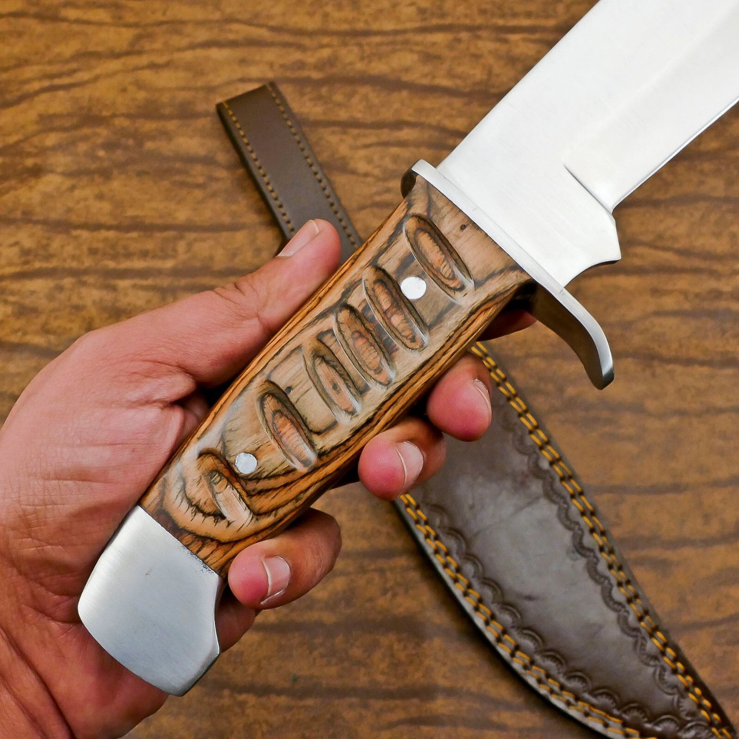 Handmade 12-Inch D2 Steel Full Tang Extra-Large Bowie Hunting & Camping Knife