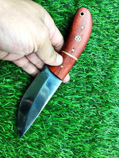 8" Handmade Stainless Steel Skinner Knife – Hunting & Outdoor Survival Blade with Leather Sheath