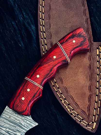 15" Twist Damascus Kukri Bowie Knife – Wood Handle