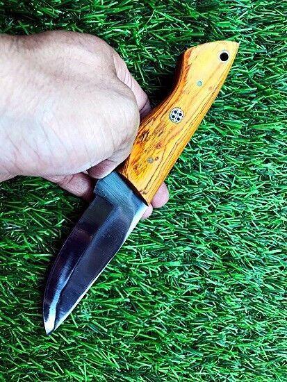 8" Hand-Forged Stainless Steel Skinner Knife – Hunting & Survival Blade with Leather Sheath