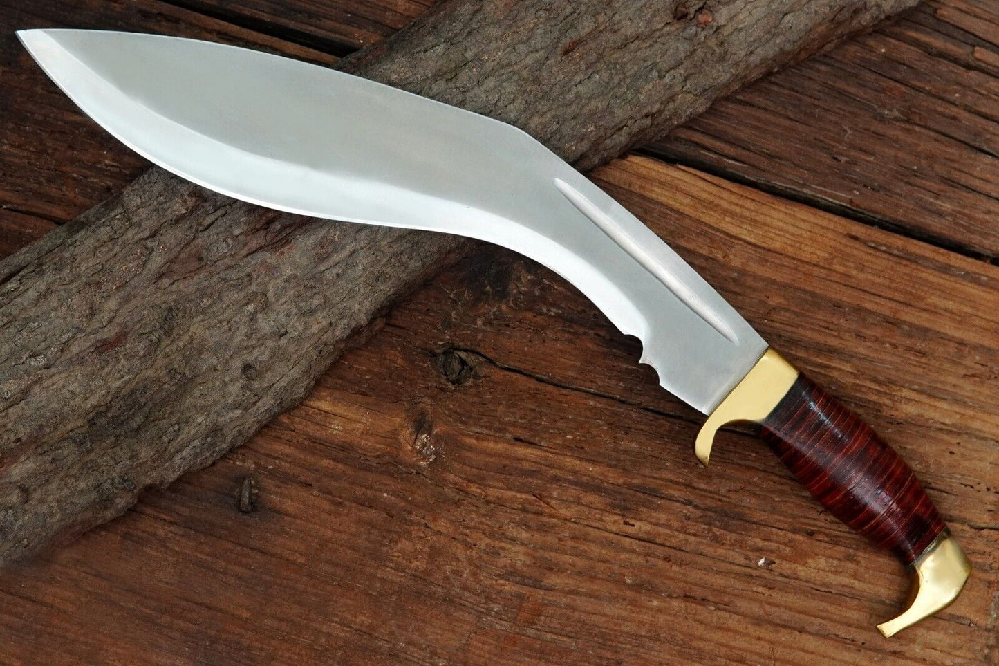 11.5 Inch Handmade Tactical Bowie Kukri Knife with Damascus Steel Blade and Custom Handle
