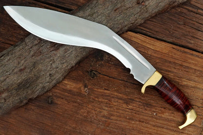11.5 Inch Handmade Tactical Bowie Kukri Knife with Damascus Steel Blade and Custom Handle