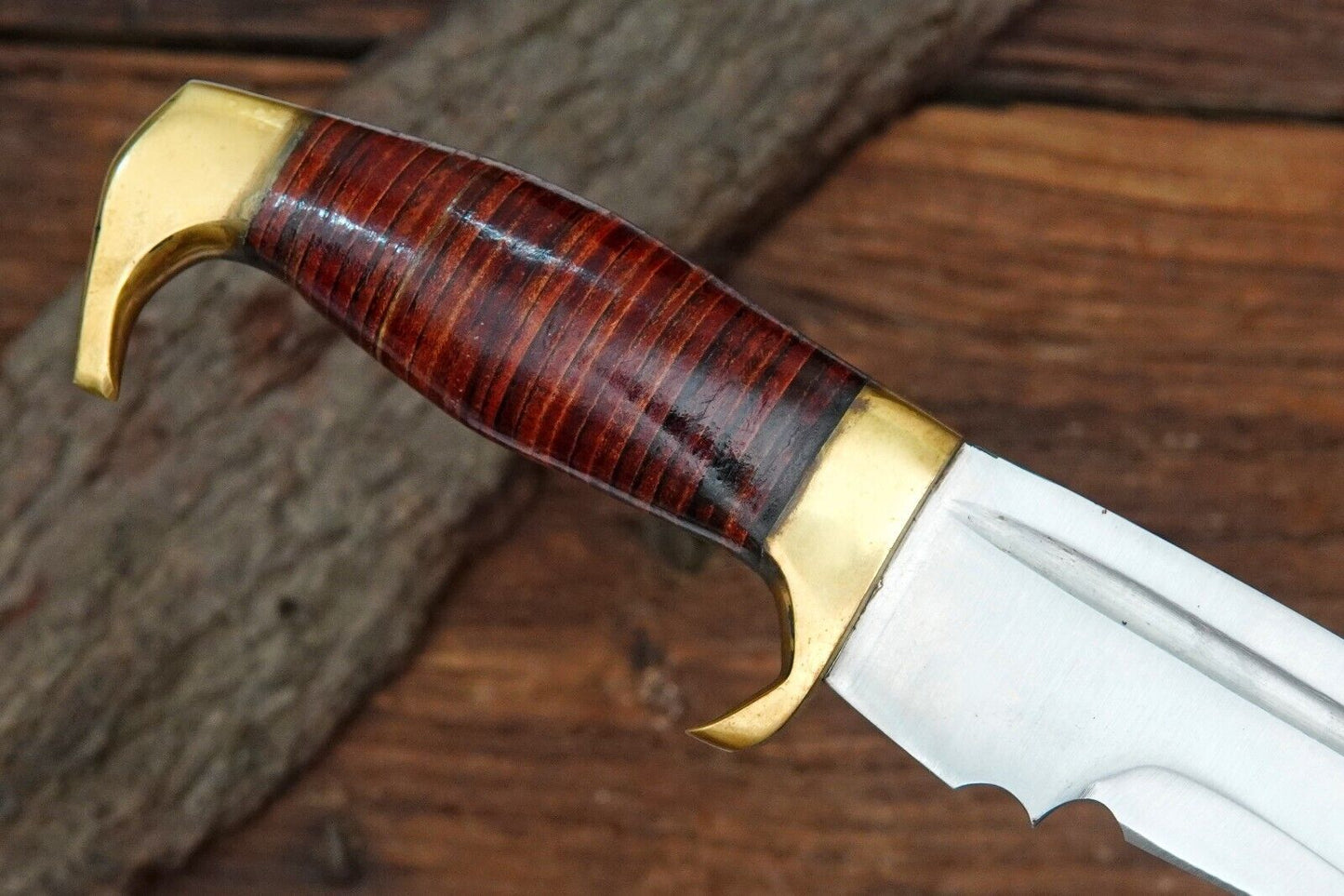 11.5 Inch Handmade Tactical Bowie Kukri Knife with Damascus Steel Blade and Custom Handle