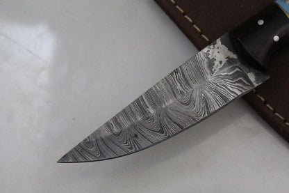 Twist Damascus Skinner Knife with Acrylic Handle and Mosaic Pins Hunting Blade