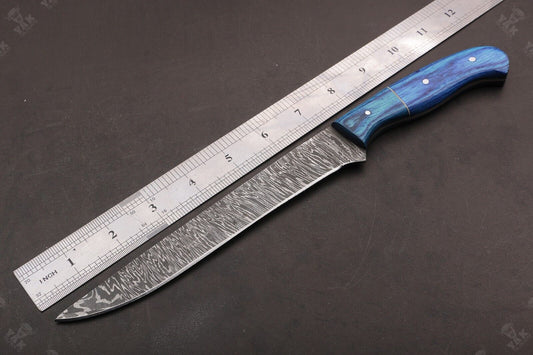13.5" Handmade Damascus Fillet Knife Damascus Steel Fillet Knife for Kitchen W/Sheath