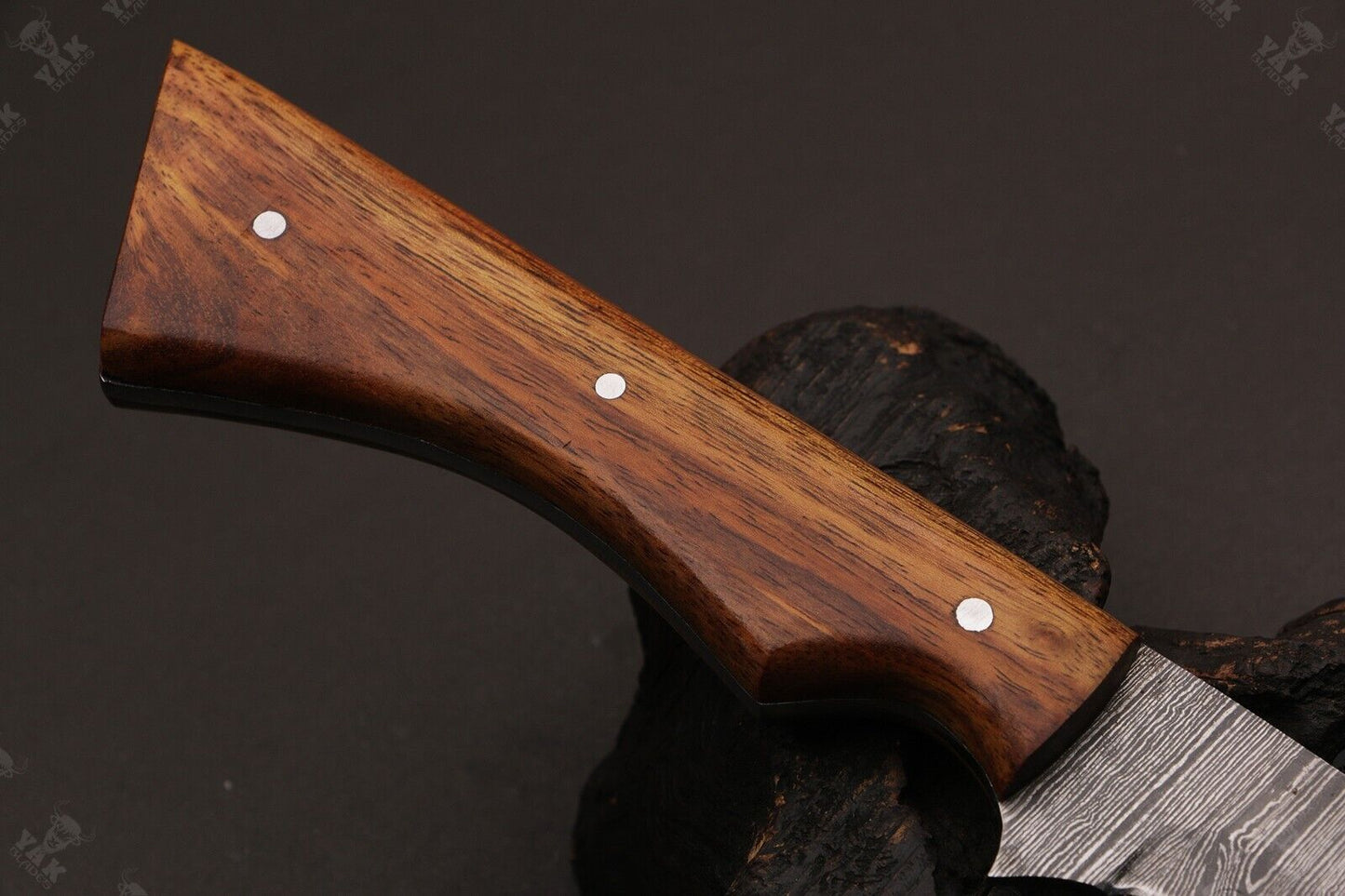 12" Custom Hand Forged Twist Damascus Fillet Knife With Wood Handle & Leather Sheath