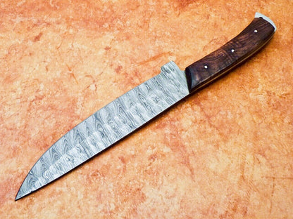 13" Custom Hand Forged Damascus Steel Chef Knife Kitchen Knife with Natural Wood Handle