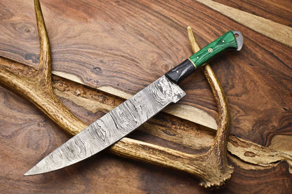 12" Handmade Damascus Steel Chef Knife – Full Tang Blade