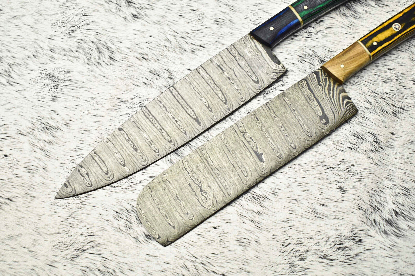 Handmade Hammered Damascus Steel Chef Knife Set – Custom 2-Piece Lot