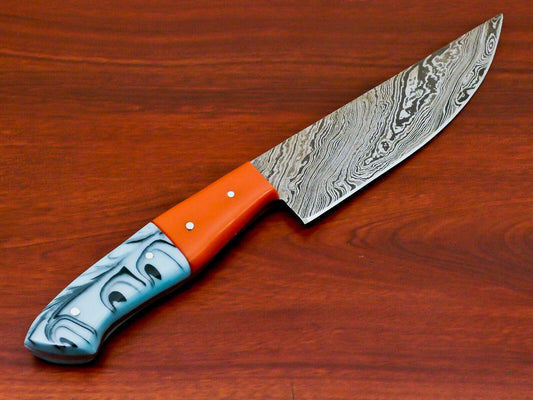 Rare Handmade Damascus Steel Full Tang Chef Hunting Knife | Resin Handle | 12" Forged Blade