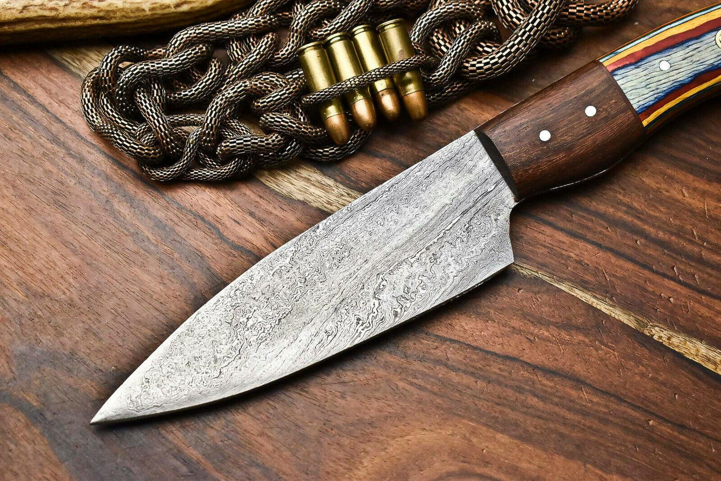 Custom Handcrafted Damascus Steel Chef Knife – Full Tang Kitchen Blade