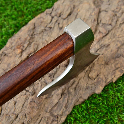 17 Inch Viking Hand Forged 1095 High Carbon Steel Tomahawk Axe with Rose Wood Handle