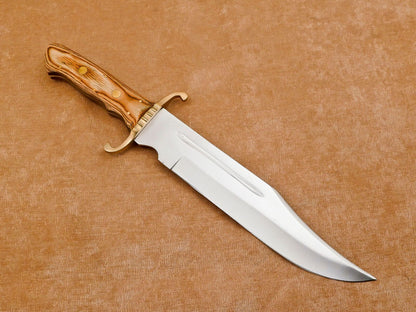 12-Inch Handmade D2 Steel Blood Groove Full Tang Bowie Hunting Knife