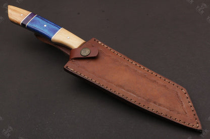 13” Fire Storm Handmade Damascus Steel Chef Knife – Resin Handle with Brass Pins