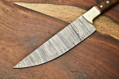 Handmade Damascus Steel Chef Knife – Full Tang Kitchen Knife, Artisan Forged Blade