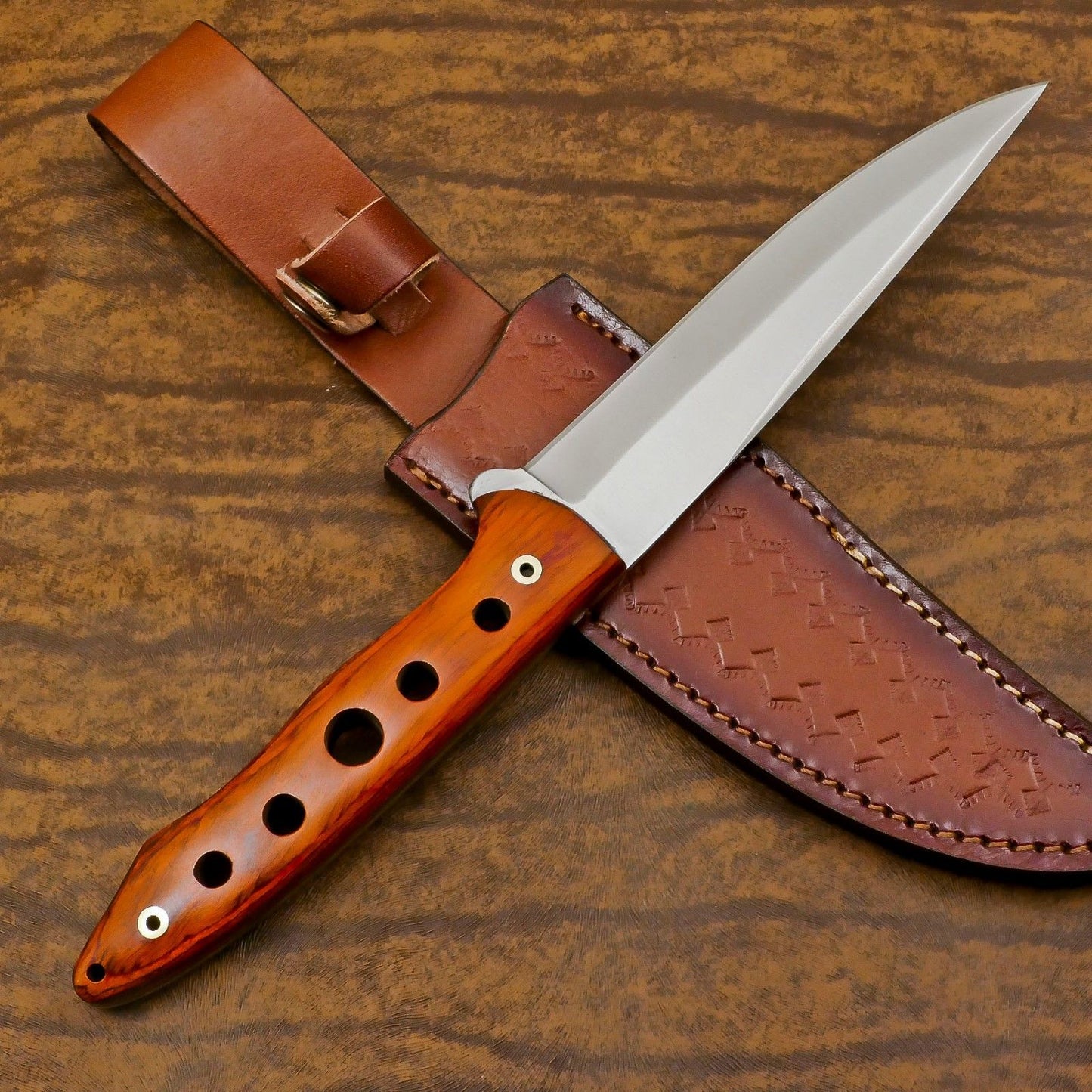 Handmade 12 Inch D2 Steel Full Tang Bowie Hunting Camping Knife