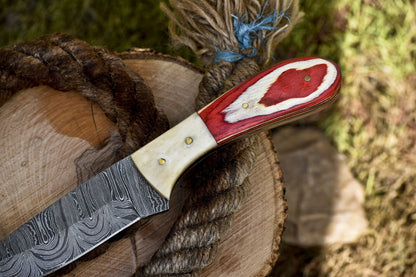 Hot Item Skinner Knife Twist Damascus Hard Wood Survival Rare