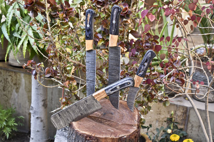 Hot Item Chef Knife Damascus Ash Wood Wooden Bolster Lot of 4 Survival