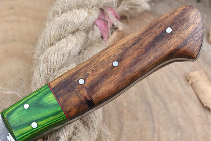 Custom Handmade Forged Damascus Steel Kitchen Chef Knife with Rose Wood Handle