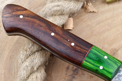Custom Handmade Forged Damascus Steel Kitchen Chef Knife with Rose Wood Handle