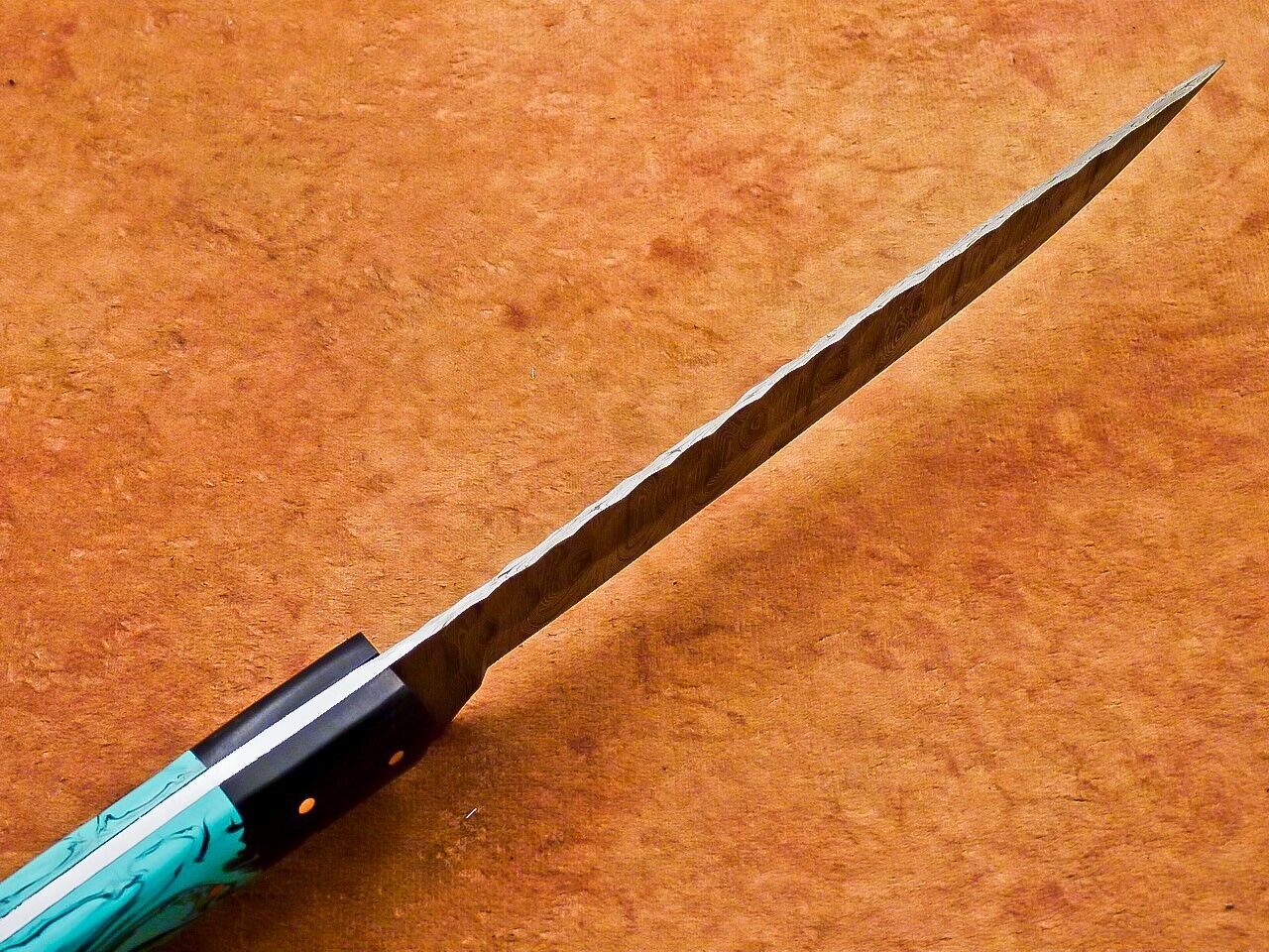 12" Professional Handmade Damascus Chef Knife – 7" Blade with Resin Handle & Brass Mosaic Pins