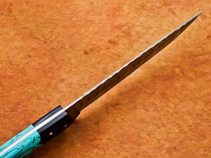 12" Professional Handmade Damascus Chef Knife – 7" Blade with Resin Handle & Brass Mosaic Pins
