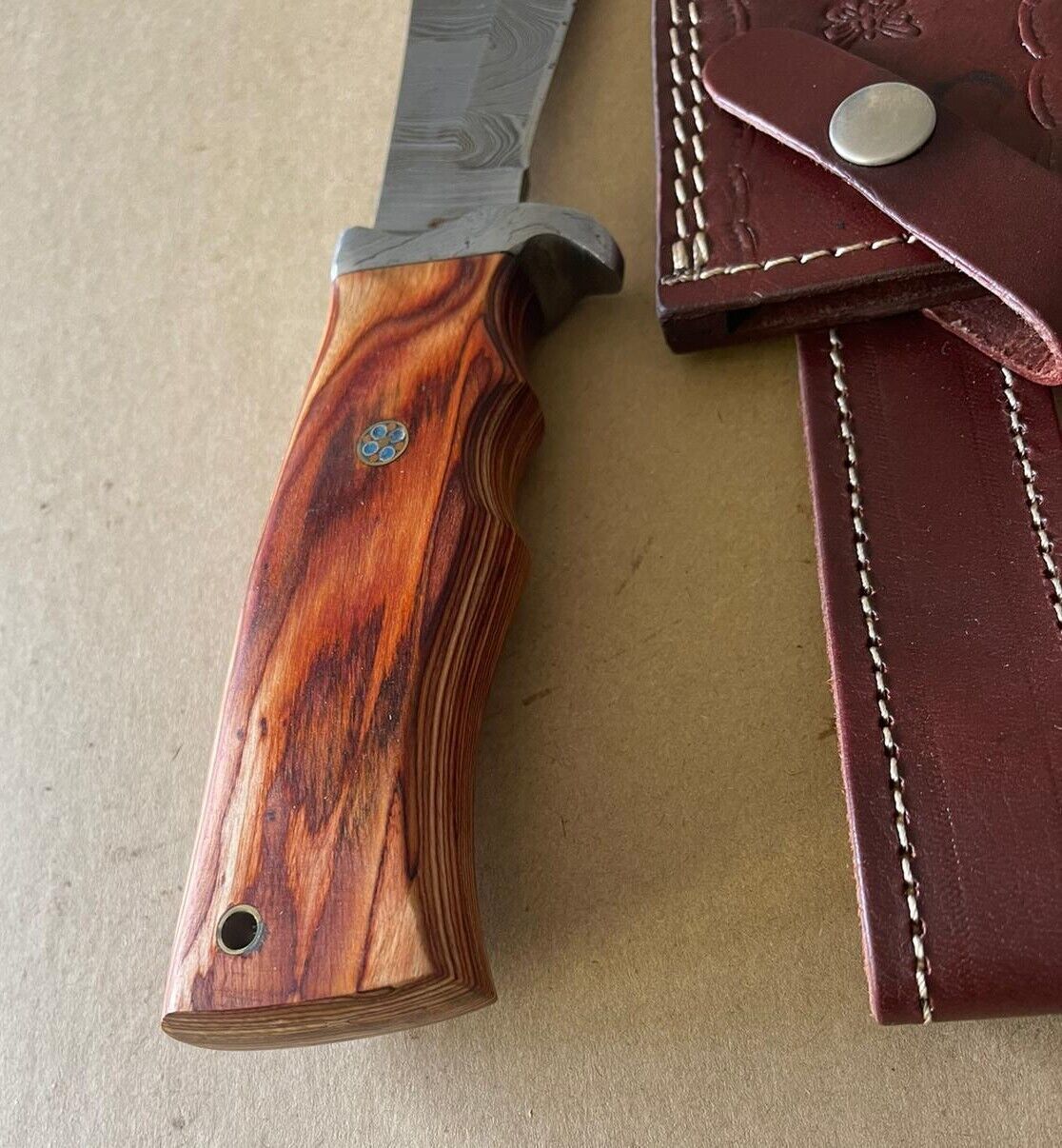 12" Handmade Damascus Bowie Knife – Hard Wood Handle | Survival & Combat Grade