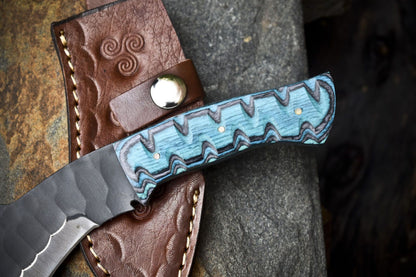 Handmade Skinner Knife – AUS-8 Steel Hardwood Handle with Leather Sheath, 8.5" Outdoor Gift