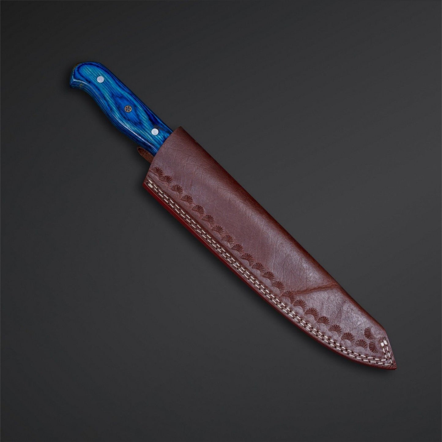 Heritage Forge Handmade Damascus Steel Full Tang Bowie Hunting Knife with Walnut Wood Handle