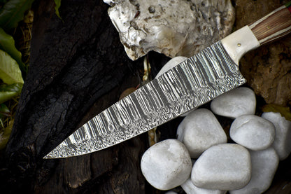 Hand Forged Twist Damascus Chef Knife with Hard Wood Handle – Tactical & Rare