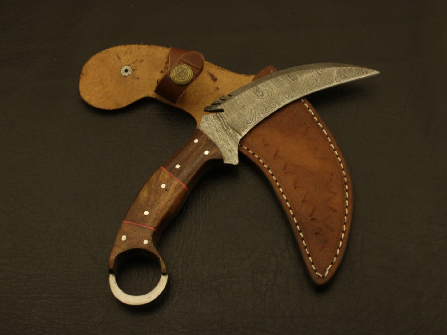 Custom Hand Forged Damascus Steel Karambit Knife 9” Best Karambit with Wood Handle