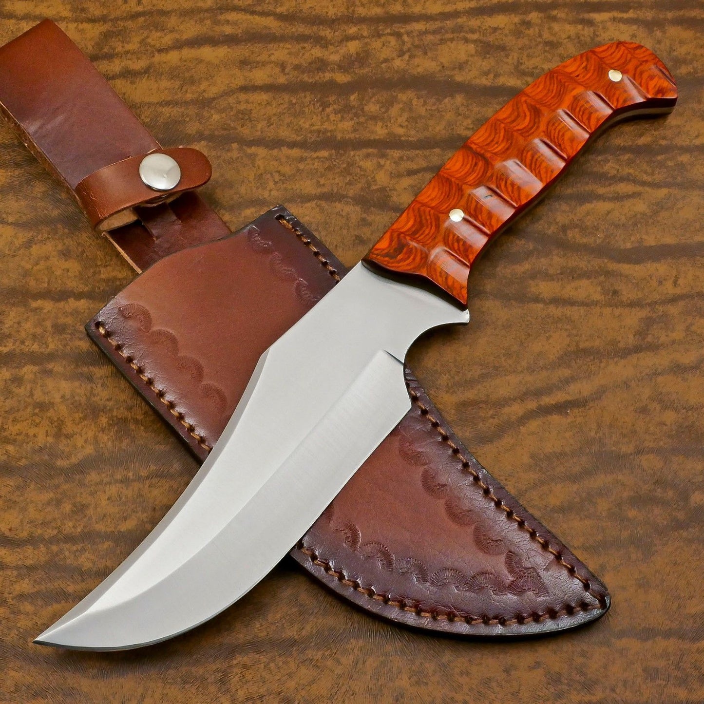 Handmade D2 Steel Full Tang Bowie Knife – 12-Inch Hunting & Camping Blade