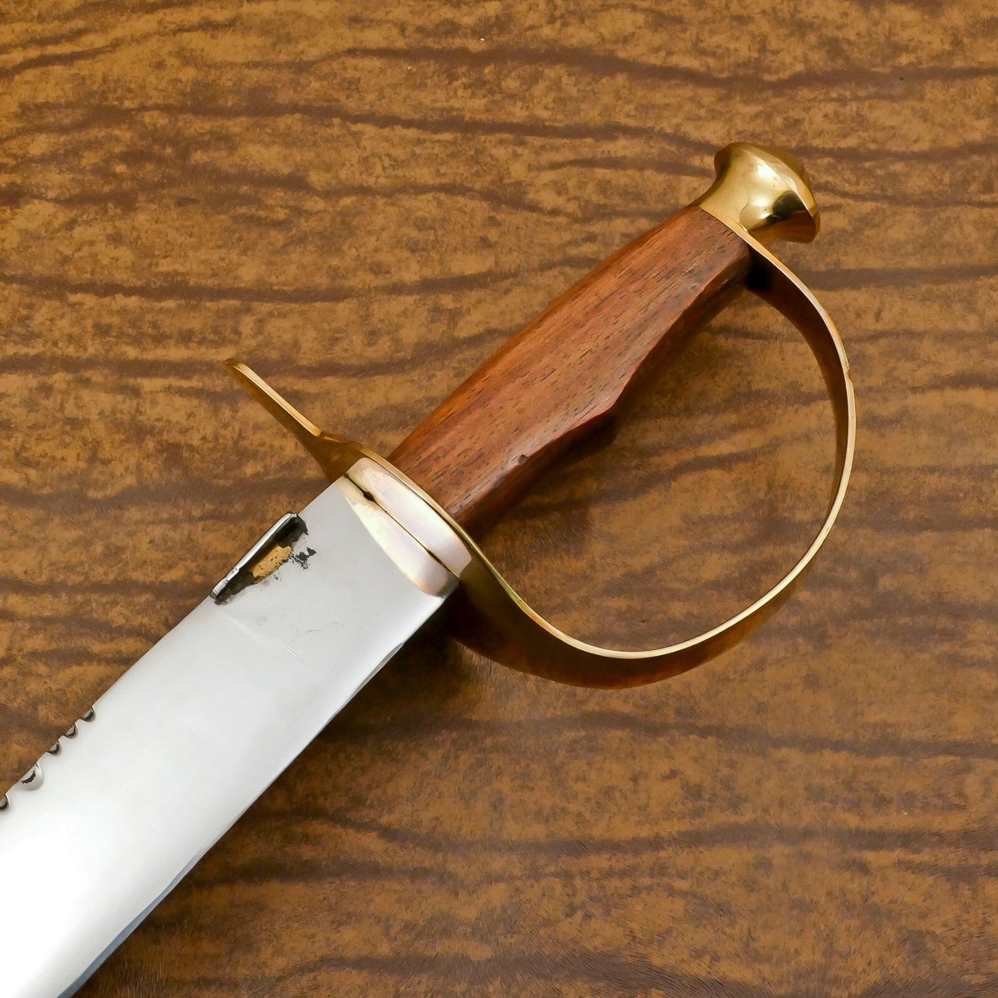 Custom Handmade D2 Blade Mini Sword/Bowie Hunting Knife – Rosewood Handle & Steel D Guard