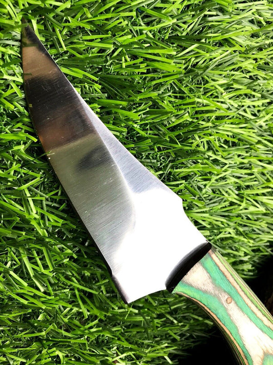 8" Handmade Stainless Steel Skinner Hunting Survival Knife with Leather Sheath
