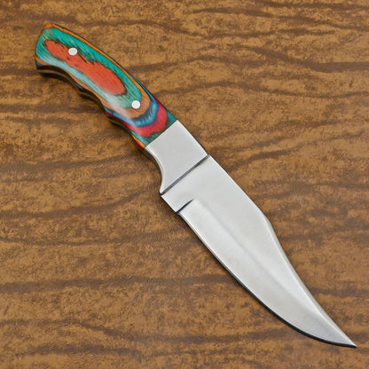 Handmade D2 Steel Full Tang Bowie Hunting Knife | Pakka Wood Handle 11"