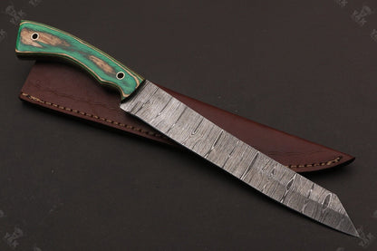 13" Custom Hand Forged Damascus Fillet Knife Custom Fillet Knife With Pakka Wood Handle