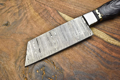 Custom Handmade San Mai Damascus Steel Chef Knife, Walnut & Resin Handle