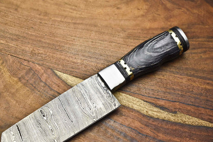 Custom Handmade San Mai Damascus Steel Chef Knife, Walnut & Resin Handle
